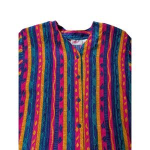 Penny Lane VTG 90s Y2K Women's L Button Up Enhanced Shoulders Top
